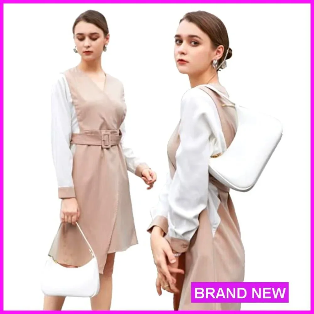 Mini Hobo Shoulder Bag Tote Clutch Vegan Leather Zipper Closure Elegant